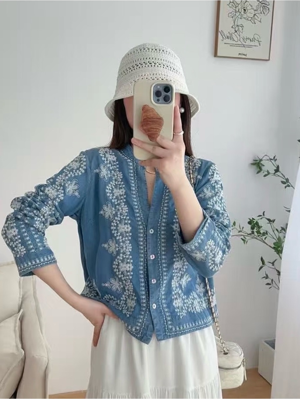 LIV Los Angeles Embroidered Tencel Top – Size S